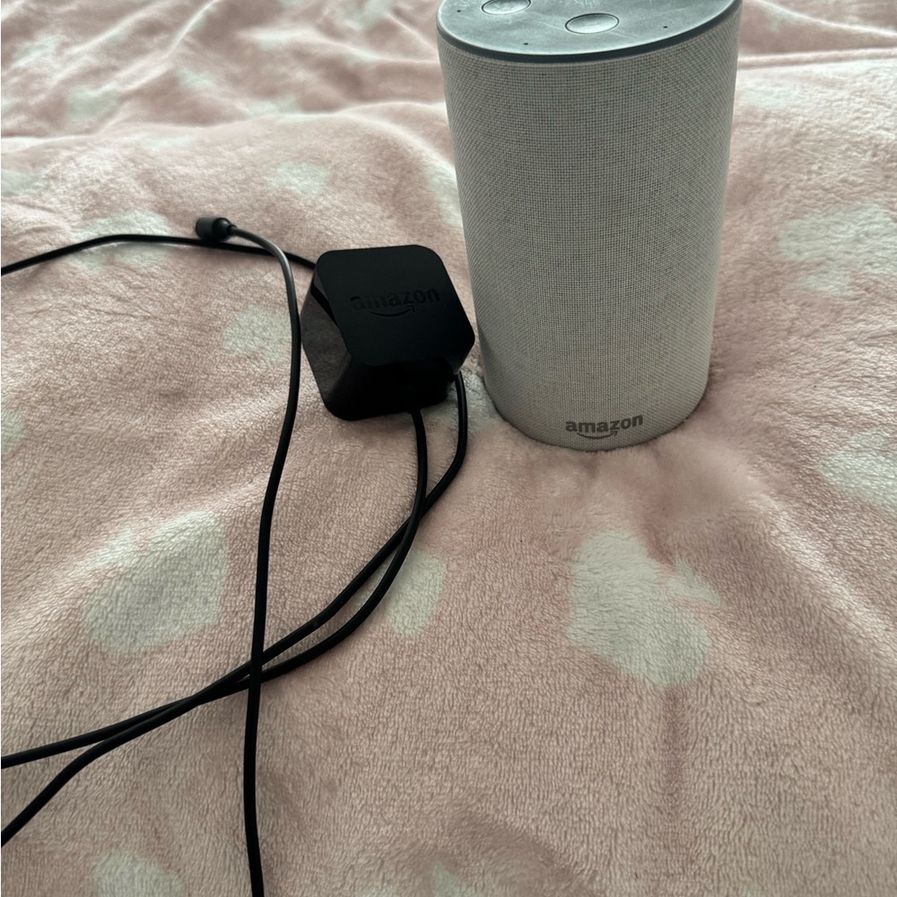 Amazon Alexa Echo grey Speaker in White with Black Adapter